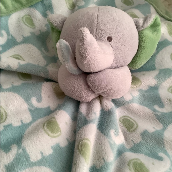 Carters Elephant Lovey Plush Security Blanket Green Grey - Picture 3 of 4